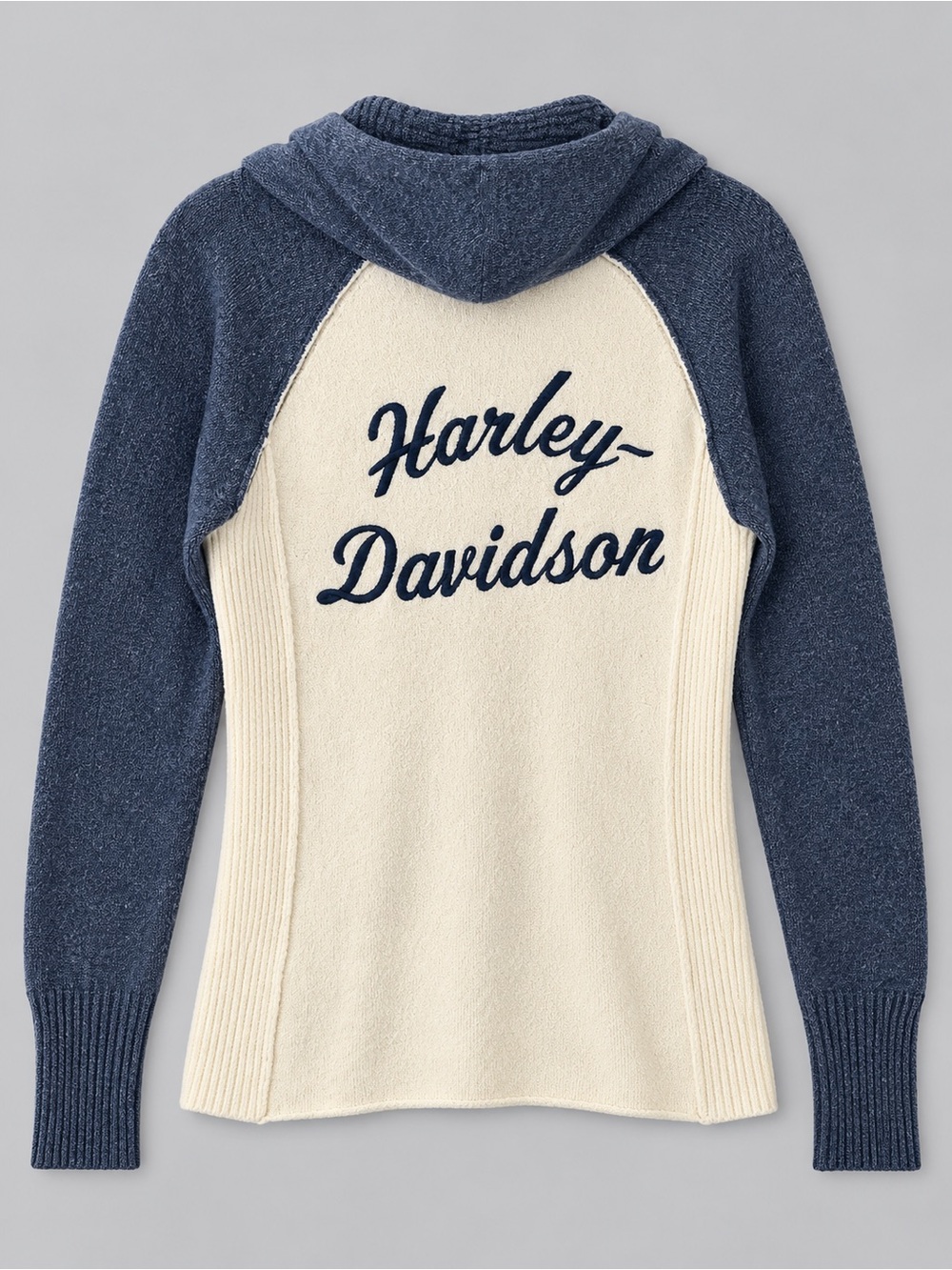 Harley-Davidson Two-Tone Hooded Henley - Cream & Blue